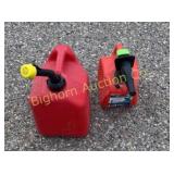 Gas Cans 1 Gallon & 2 Gallon w/ Spouts 2Pc Lot