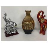 Elephant Figurines & Vase 3 Pc Lot