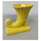 VTG Yellow USA Pottery Cornucopia Vase