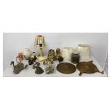 VTG Items: Metal Table Lamp, Lamp Shades, Old Lamp