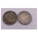 Barber Quarters 1907,1907-S,  2 Coin Lot