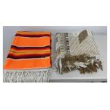 Wool Wall Decor Rug, Orange Mexican Blanket