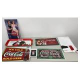 Coca-Cola Signs, Tray & Banner 7 Pc Lot