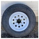 Unused Carlisle Trailer Tire on Used 6 Hole Wheel