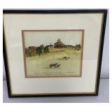 Framed Watercolor Beacon Street Boston Mass.