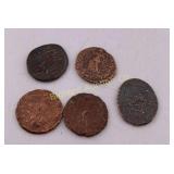 Ancient Roman Bronze Coins 5 PC Lot 250-400AD