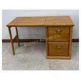 Oak 2 Drawer File Cabinet w/Drop Leaf Work Surface