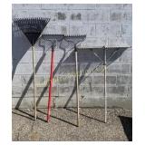 Rakes: Landscape, Garden, Leaf 4 PC Lot