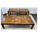 Oak 3 PC Coffee & End Table Set