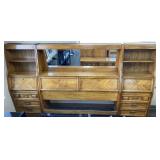 Oak Full Queen Size Headboard w/ Mirror & Side