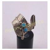 Native  Adjustable Ring Sterling Silver, Turquoise