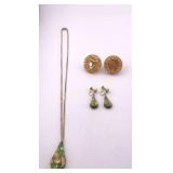 VTG Gold Foil Prospector Theme Earrings & Necklace