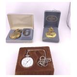 Quartz Pocket Watches w/Chains 3 PC Lot