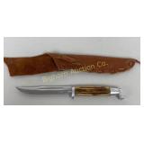 VTG Queen Cutlery Hunting Knife, 5" Blade Stag