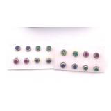 Multi-Stone Stud Earrings 8 Pair in Lot