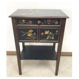 Hand Painted Side Table w/ Drawer & 2 Doors
