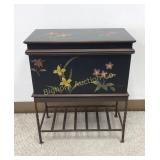 Hand Painted Lift Top Trunk on Metal Base