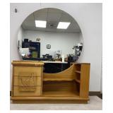 VTG Vanity w/ 3 Drawers & 48" Diameter Mirror