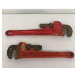 Pipe Wrenches: Ridgid 12", Import 14" 2 PC Lot
