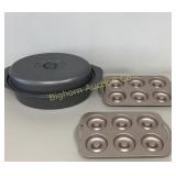 Nordic Ware Donut Pans, Roasting Pan, 3 Pc Lot