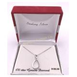 17" Diamond Necklace, Sterling Silver, 1/10 CTW