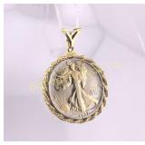 Coin Pendant 1937 Walking Liberty Half Dollar