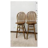 Oak 30" Swivel Counter Stools 2 PC Lot