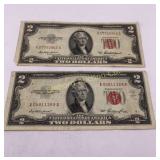 Red Seal Two Dollar Notes: 1953, 53A, 2 Pc Lot