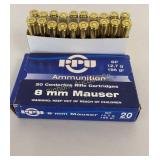 Ammo 8mm Mauser 20 Rds PPU 196 Gr