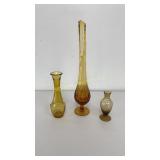 VTG Bud Vase Assortment, Amber 18' c.1960's, Amber