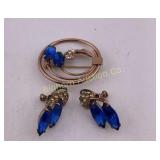 VTG Screw Back Earrings & Brooch Set Marked