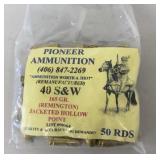Ammo 40 S&W 50 Rds Pioneer 180 Gr Speer JHP
