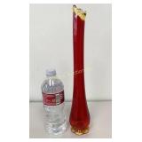 VTG Amberina Glass Swung Vase 14' Tall