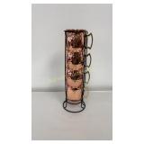 4 Copper Mugs w/ Organizer
