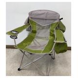 Green Folding Camp Chair w/ Arms & Arm Cooler