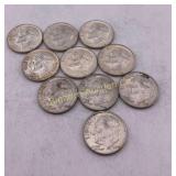 1964 Roosevelt Silver Dimes Various Mints 10 Coins