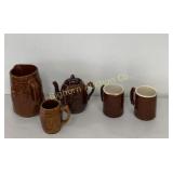 VTG Brown Stoneware: 2 Burley Winter Mugs, Grape