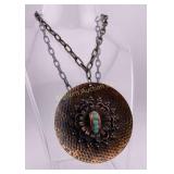 Hammered Copper Style Pendant w/ 18" Necklace