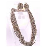 16ï¿½' Multi Stand Beaded Necklace & Screwback