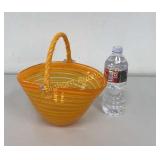 Orange Art Glass Handled Basket