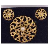 Earrings & Brooch Pin 3 Pc Set