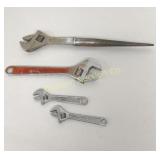 Adjustable Wrenches Various Sizes 4 Pc Lot
