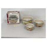 Mulberrry 3 Pc Mixing Bowls Set Hand Painted
