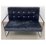 Black Velvet Loveseat w/ Chrome Base & Arms