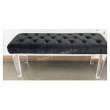 Contemporary Black Velvet Bench w/ Clear Acrylic