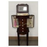 Jewelry Armoire w/ Contents: Bracelets, Rings,
