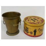 VTG Brass Champagne Ice Bucket, Victor Pretzel Tin