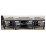 TV  & Stereo Stands, Glass Shelves w Metal Frames