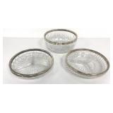 VTG Serving Bowl & Divided Plates w/ Silver Plate