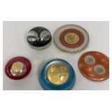 Resin Paper Weights w/ Foreign & US Coins Inset